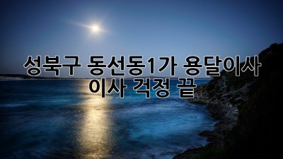 성북구 동선동1가 용달이사, 이사 걱정 끝!